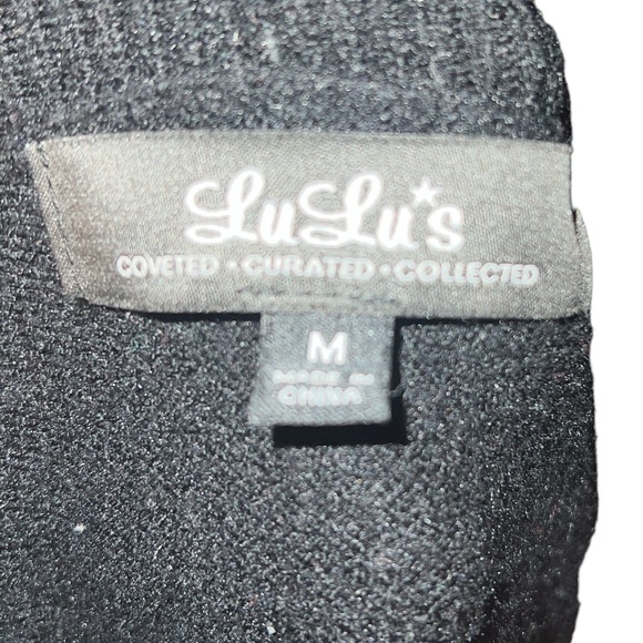 LULU'S | BLACK TURTLENECK V NECK OPEN CHEST LONG SLEEVE  SWEATER MED - Picture 6 of 6